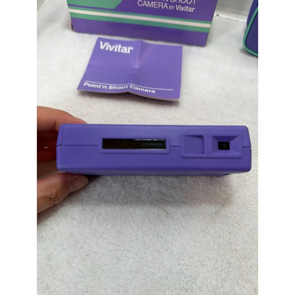 NIB Vintage Vivitar Point N Shoot Camera Purple 1987 Retro Avon 110 Film w Case